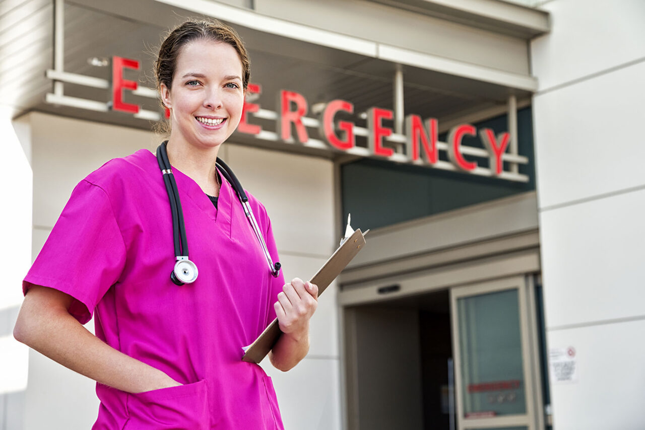 nurse standing outside Emergency Room